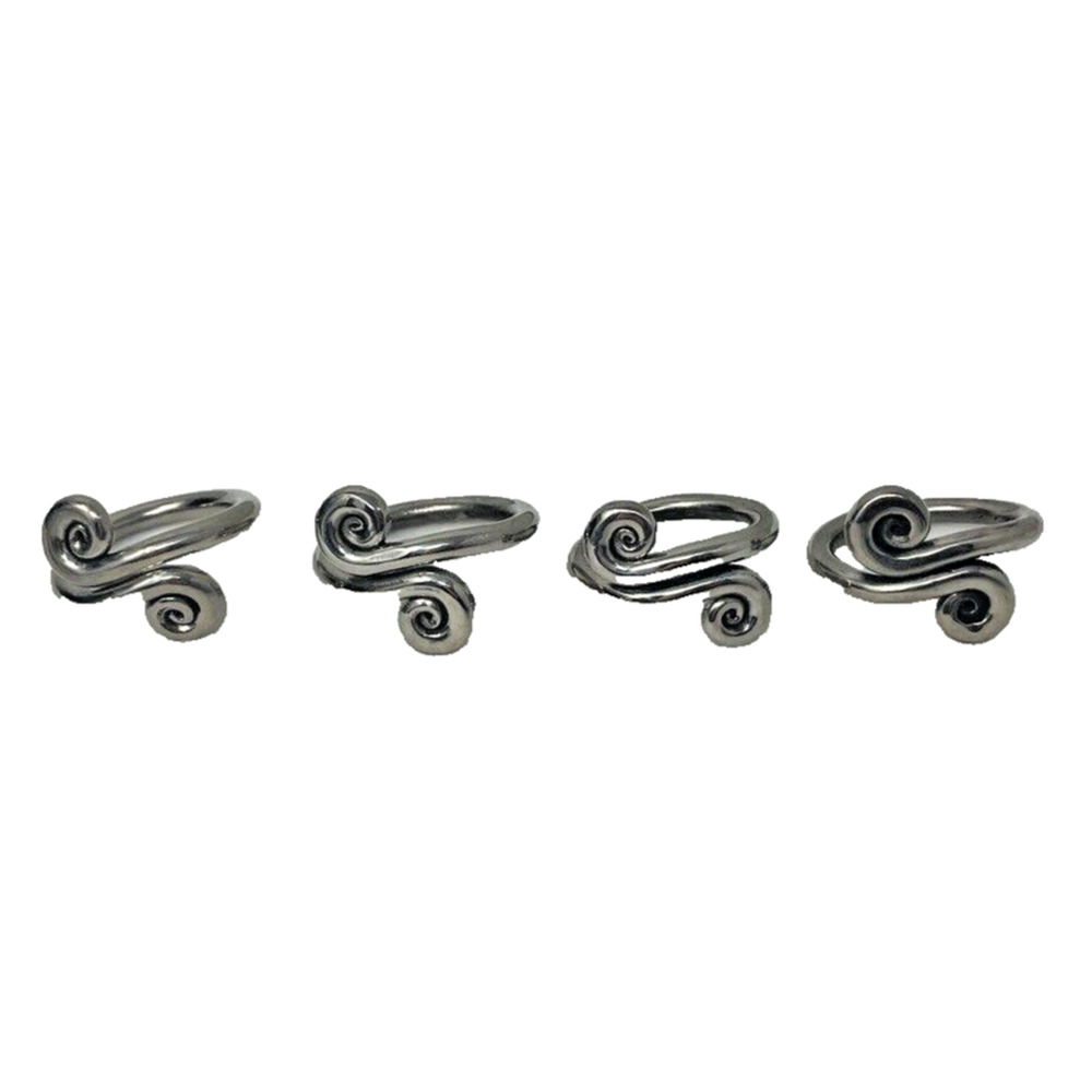 Stainless Heavy Twist Handle Handmade Napkin Rings x 4